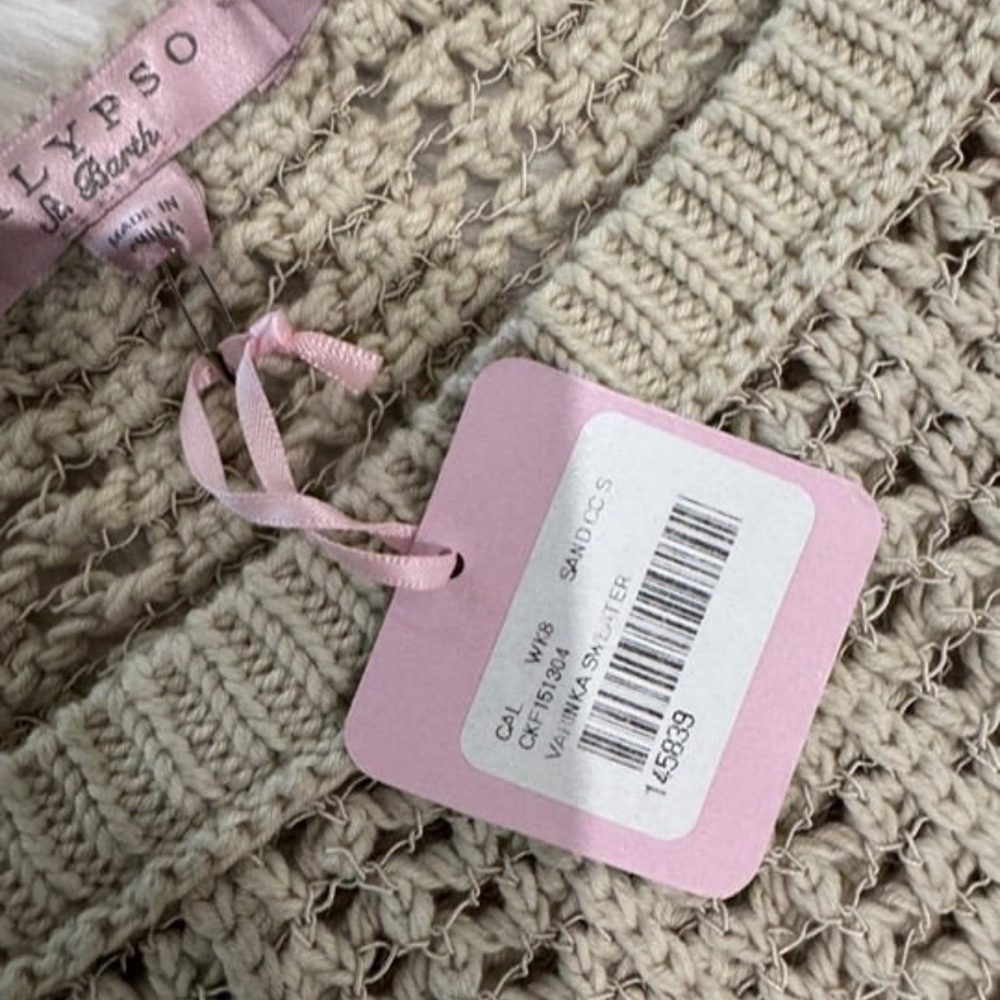 Calypso St. Barth Varinka Beige Open-Knit Sweater size small $350 - Picture 7 of 11